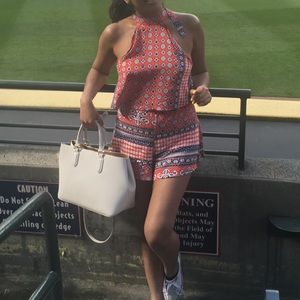 Two piece top and short.